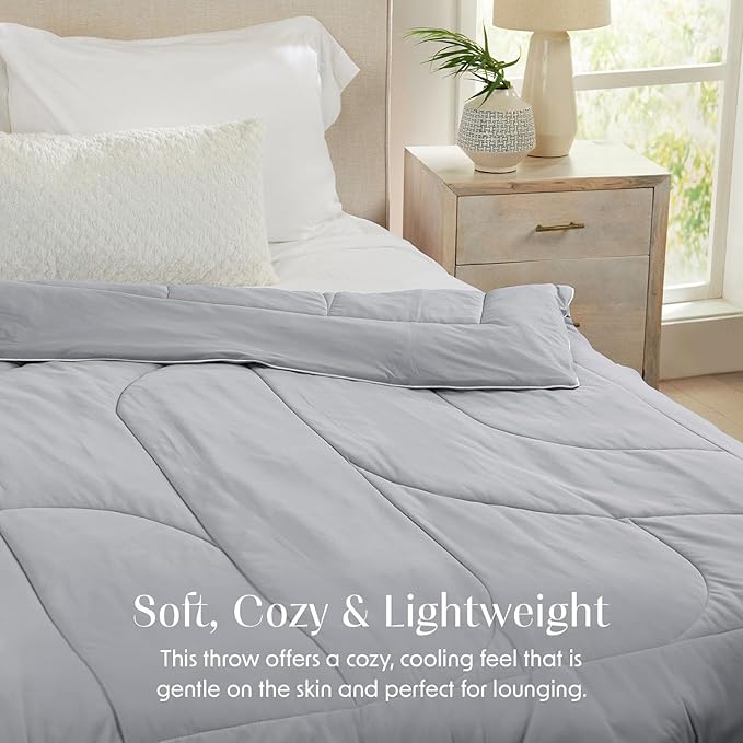 Springtree Home Luxury Viscose from Bamboo Blanket & Comforter | Oversized Viscose from Bamboo Throw Blanket- 50" x 70" | Cooling Blanket & Comforter | Breathable & Lightweight | Throw - Harbor Grey