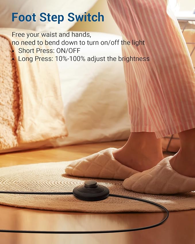 DEWENWILS Floor Lamps for Living Room, Set of 2 LED Corner Light Works with Foot Switch, 1100 LM Dimmable Floor Lamp with 3000K Warm White, 57.5" Standing Lamp for Living Room, Bedroom, Office (Gold)