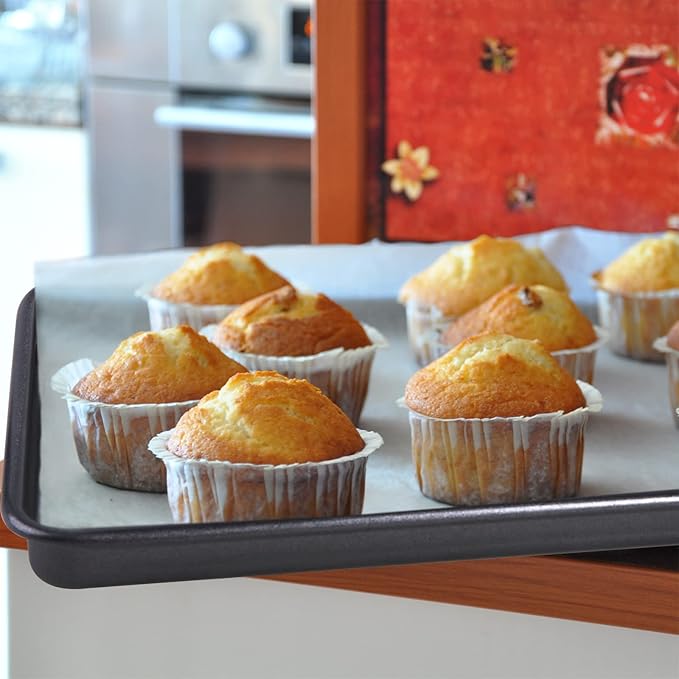 10.9-Inch Nonstick Baking Sheets & Cookie Trays for Oven, 2-Pack PFOA Free Baking Pans Set, Toaster Oven Pans (Black)