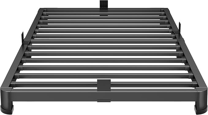 4 Inch Twin Bed Frame Low Profile, Heavy Duty Metal Platform Bed Frame with Round Corner Legs, Sturdy Mattress Foundation, No Box Spring Needed, Easy Assembly, Noise Free, Black
