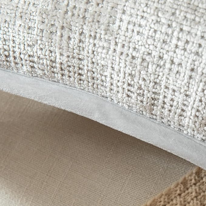 Yaertun Pack of 2 Chenille Textured Decorative Throw Pillow Covers Accent Solid Cushion Cover Soft Cozy Pillow Case with Velvet Back for Couch Sofa Bed Living Room 26x26 Inch Pearl Grey