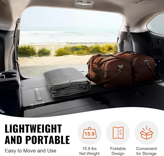 VEVOR Carport Replacement Canopy Cover 12 x 20 ft, Garage Top Tent Shelter Tarp Heavy-Duty Waterproof & UV Protected, Easy Installation with Ball Bungees,Grey (Only Top Cover, Frame Not Include)