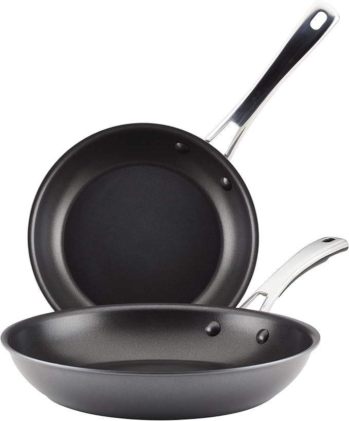 Rachael Ray Cook + Create Hard Anodized Nonstick Frying Pans/Skillet Set, 9 Inch and 11.75 Inch - Black