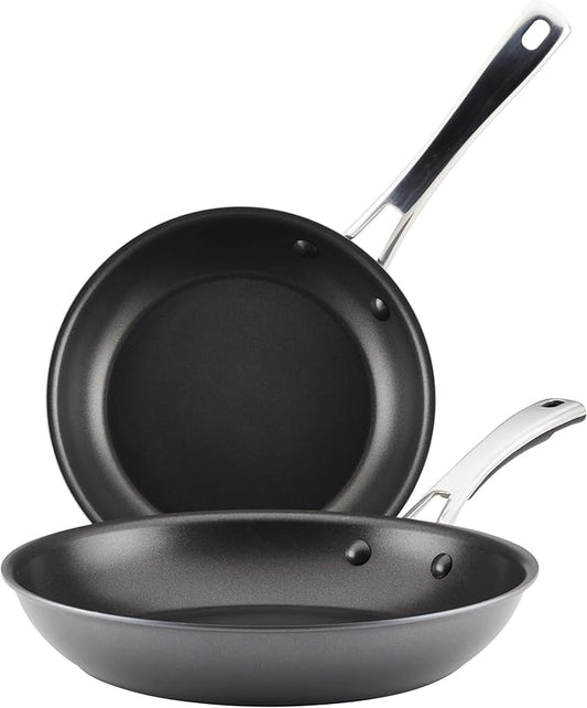 Rachael Ray Cook + Create Hard Anodized Nonstick Frying Pans/Skillet Set, 9 Inch and 11.75 Inch - Black