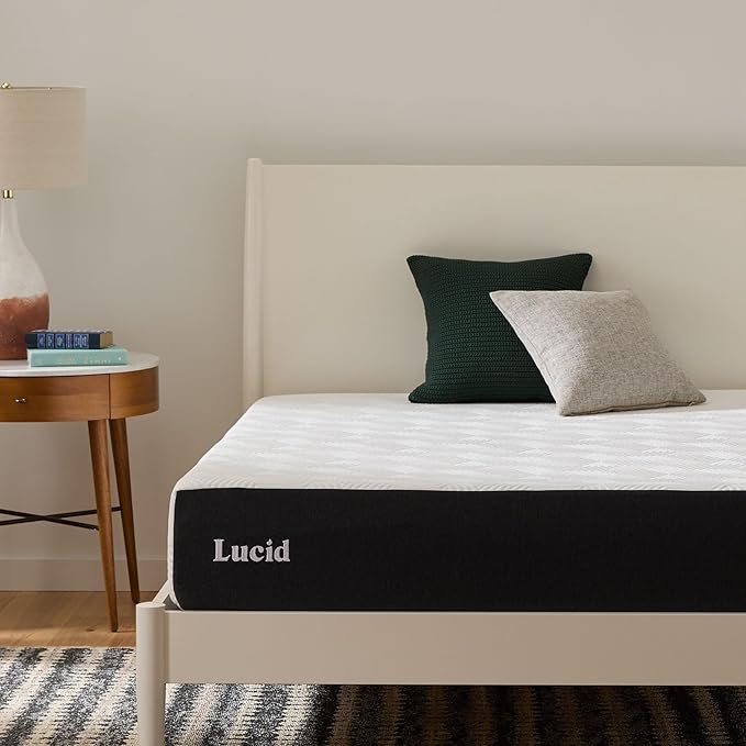 LUCID 10 Inch Memory Foam Mattress - Medium Feel - Infused with Bamboo Charcoal and Gel - Bed in a Box - Temperature Regulating - Pressure Relief - Breathable - Full Size
