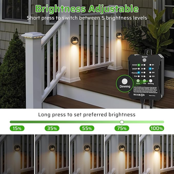 Low Voltage LED Deck Lights Kit, IP67 Waterproof Fence Lights with Transformer Timer and Photocell Sensor, Warm White Outdoor Landscape Step Lighting for Garden, Walkway, Stair Post Railing 6 Pack