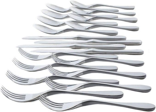 Knork Original Cutlery Utensils Flatware Set, 20 Piece (Service for 4), Duo Silver