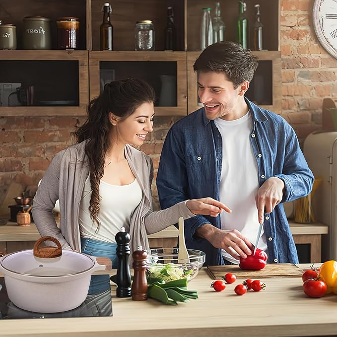 JEETEE 23pcs Pots and Pans Set Non Stick, White Cookware Sets for Kitchen, w/Frying Pans, Saucepans, Sauté & Griddle & Crepe Pan, Induction Cooking Pots (PFOA/PFAS/PFOS Free)