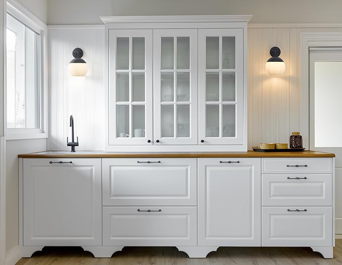 Modern Wall Sconce with Frosted Glass Globe Lampshade, Metal Base Industrial Wall Light Fixture, Indoor Wall Mounted Lamp for Vanity Bathroom Bedroom Living Room