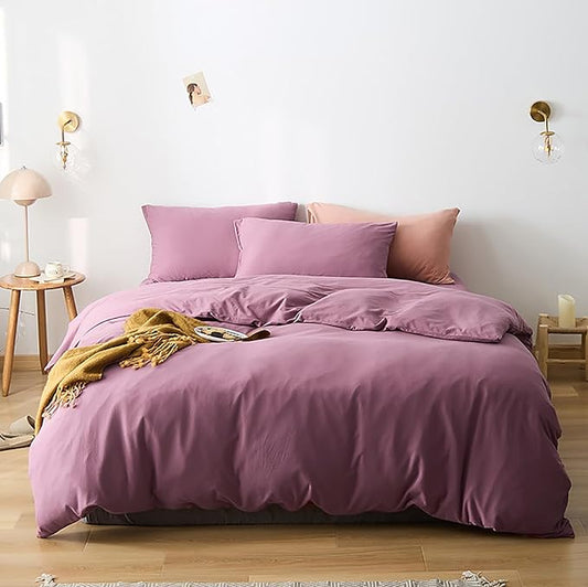 Cottonight Purple Comforter Set California King - Dusty Pale Mauve Cotton Blanket Quilts - Soft Breathable Lilac 3 Piece Bedding Set for Cal King Bed