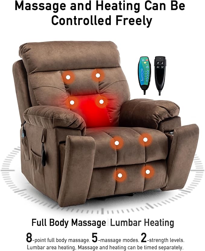 Lazy boy Recliner Chair with Cupholder/Power Lift Recliner Chair for Elderly， Electric Recliner/Big and Tall Recliners for People Up to 6'2"/350lb Range