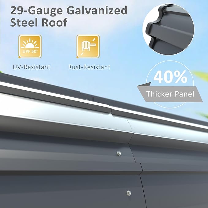 MUPATER Outdoor Carport Canopy 10' x 15', Metal Carport Tent Heavy Duty, Garage Car Shelter Shade with Metal Roof, Frame and Bolts for Car, Truck and Boat, Grey