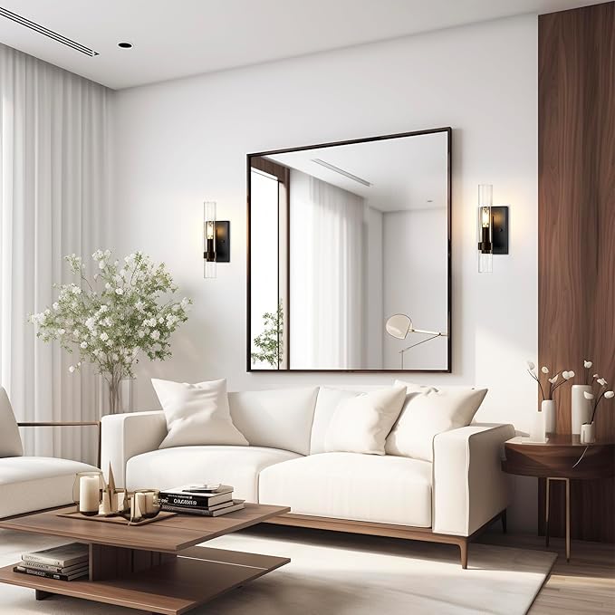 Untrammelife Black Wall Sconce, 1-Light Modern Wall Sconce with Clear Glass Shade, Dimmable Indoor Sconces Wall Lighting, Wall Mounted Lamp, Wall Lights for Bedroom Living Room, LED Bulb Included