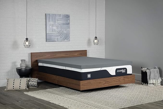 Serta Carbon Dream Cooling, Pressure-Relieving Memory Foam Mattress Topper, 3 Inch, California King