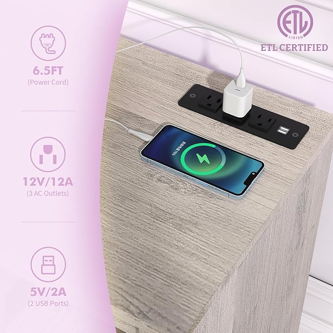 Ludatido 58 Inch TV Stand with 18 inch Fireplace Insert LED Light Entertainment Center Electric Fireplace TV Stand with USB&AC Power Interface for Living Room/Bedroom/Media Room Use(Gray)