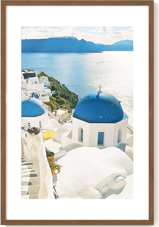 Axeman 20x30 Picture Frame with Mat for 16x24, Solid Oak Wood Poster Frame with Tempered Glass, Wooden 20''x30'' Minimalist Photo Frame with Wall Hooks Puzzle Frame for Art Photo and Prints, Walnut