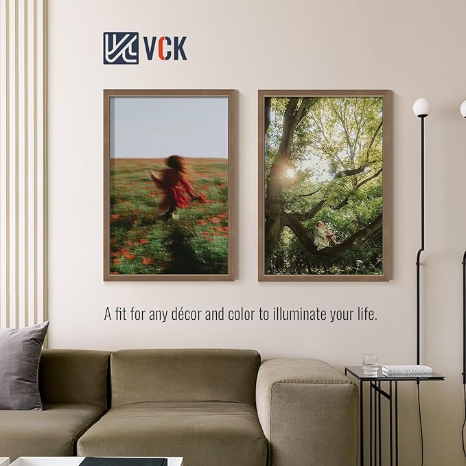 VCK 24x36 Brown Poster Frames 3 Pack, High-End Wood Wide Border Picture Frame,Multi-Directional Display Family Photos, Office Prints, Studio/Gallery/Home Artwork