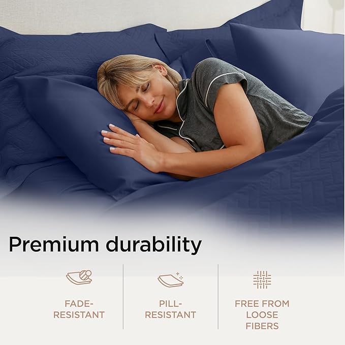 Threadmill American Supima King Size Cotton Sheets, 1000 Thread Count, 4 Piece Luxury Bed Sheets for King Mattress, 5 Star Hotel Quality Sheets with Elasticized Extra Deep Pocket, Folkstone Blue