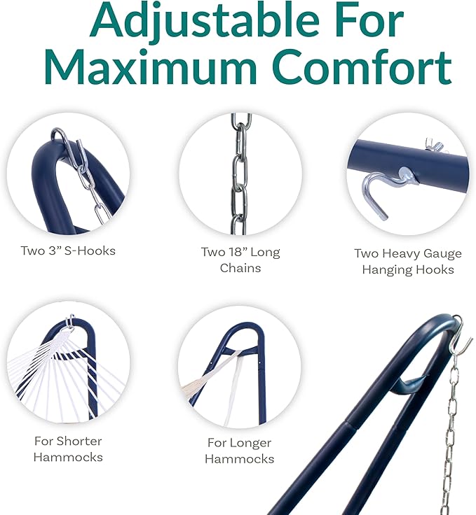 Sunnydaze Universal Double Hammock Stand Only - 550-Pound Capacity - Heavy-Duty Hammock Stand for Outside - Fits 9 to 14 Foot Hammocks - Blue