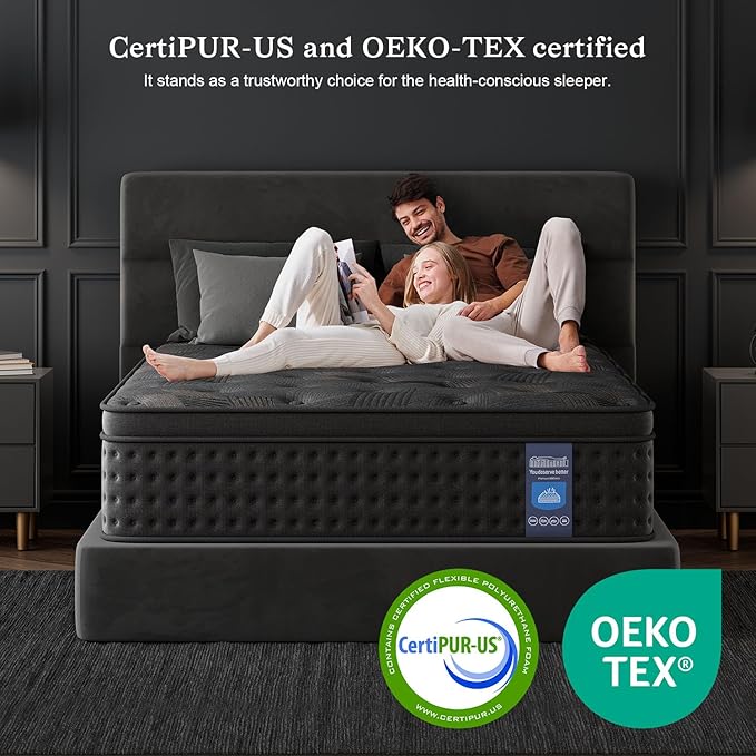 Queen Mattress,12 Inch Queen Size Hybrid Mattresses with Memory Foam and Individual Pocket Spring for Motion Isolation,Pressure Relief,CertiPUR-US.