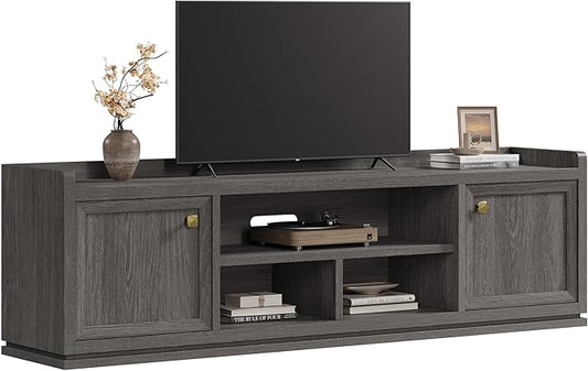 SICOTAS TV Stand Entertainment Center - 67" TV Console for Living Room Modern TV Stand for Bedroom, Media Console with Shelf and Cabinet, Entertainment Stand for TVs up to 65 75 Inch(Dark Grey Oak)