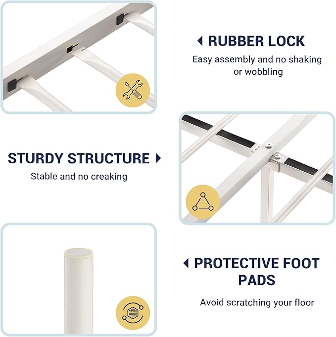 Allewie 14 Inch Full Size Metal Platform Bed Frame with Headboard and Footboard, Underbed Storage, Strong Metal Slats Support, Mattress Foundation, No Box Spring Needed, Easy Assembly, White