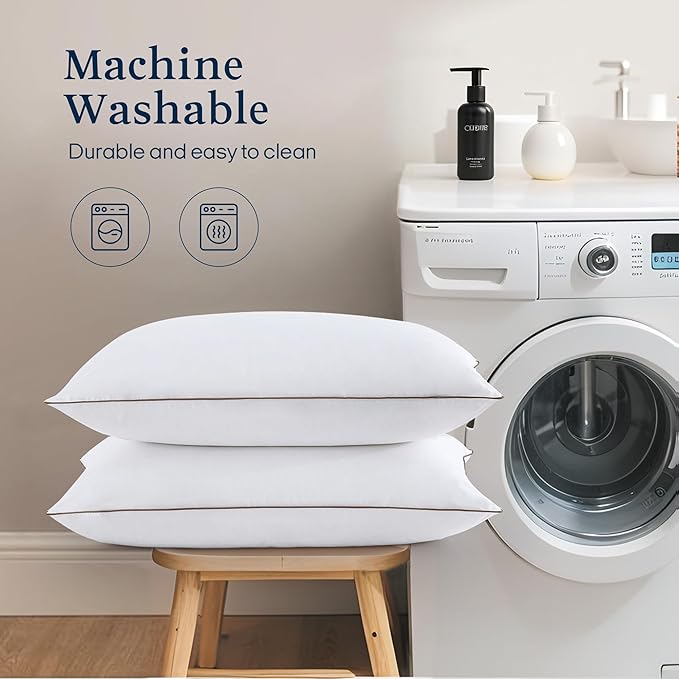 puredown® Goose Feathers and Down Pillows - Made in USA Pillow Soft & Fluffy Hotel Pillows King Size Set of 2, 100% Cotton Cover, Luxury Feather Pillow for Back, Stomach or Side Sleepers