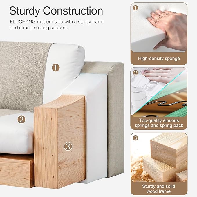 ELUCHANG 47" Oversized Accent Chair Set of 2, Linen Fabric Modern Chair with Washable Covers, Comfortable Upholstered Large Armchair for Living Room, Bedroom, Office, Oatmeal