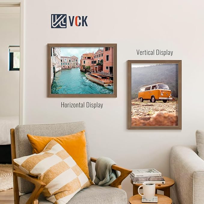 VCK 18x24 Brown Poster Frames 3 Pack, High-End Wood Wide Border Picture Frame,Multi-Directional Display Family Photos, Office Prints, Studio/Gallery/Home Artwork