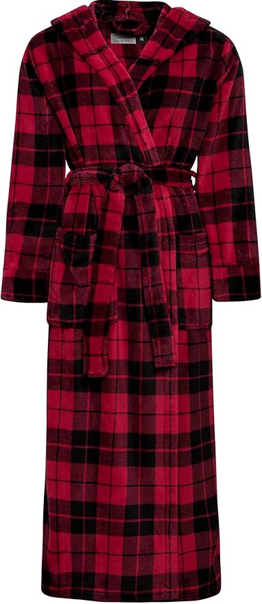 Alexander Del Rossa Womens Robe, Long Plush Bathrobe with Hood, Hooded Robes for Women Plus Size Bath Robe