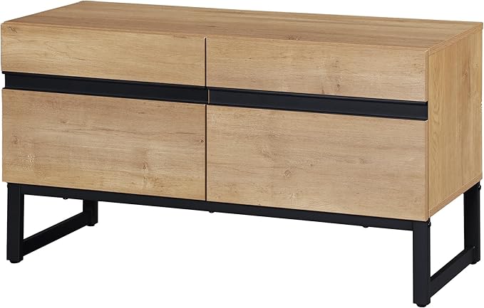 WAMPAT Modern TV Stand for TVs up to 50 inch, TV Entertainment Center Console Table with Storage Cabinet, Wood Media Console for Living Room,Oak