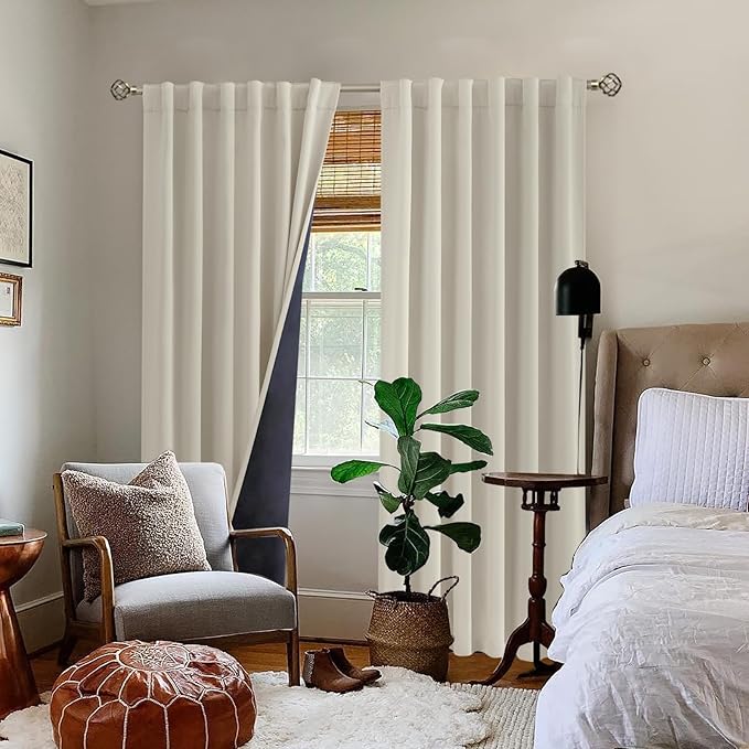 BGment 100% Room Darkening Thermal Insulated Blackout Curtains 95 Inches Long with Liner, Rod Pocket and Back Tab Double Layer Noise Reduce Curtains for Bedroom (52 x 95 Inch, 2 Panels, Cashmere)
