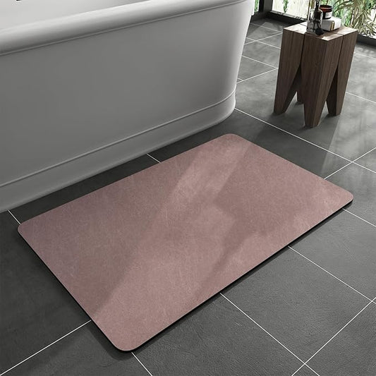 MontVoo -Bath Mat Rug-Rubber Backing Non Slip Quick Dry Absorbent Thin Bathroom Rugs Fit Under Door-Faux Suede Surface Bathroom Floor Mats-Shower Rug for in Front of Bathtub Shower Dusty Rose 17x27.5