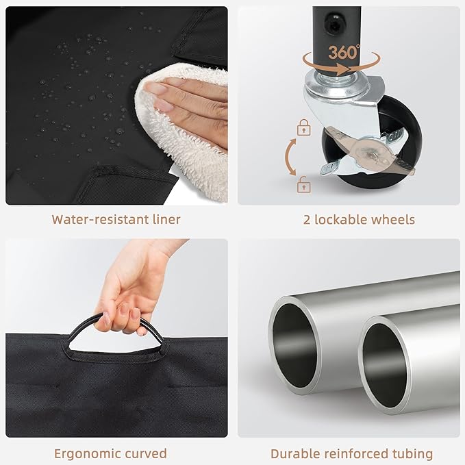 STORAGE MANIAC 3 Section Laundry Sorter, 35.9 Gal (136 L) Laundry Hamper Cart with Heavy Duty Rolling Lockable Wheels and Removable Bags, Clothes Organizer Basket Clothes Separator Hamper, Black