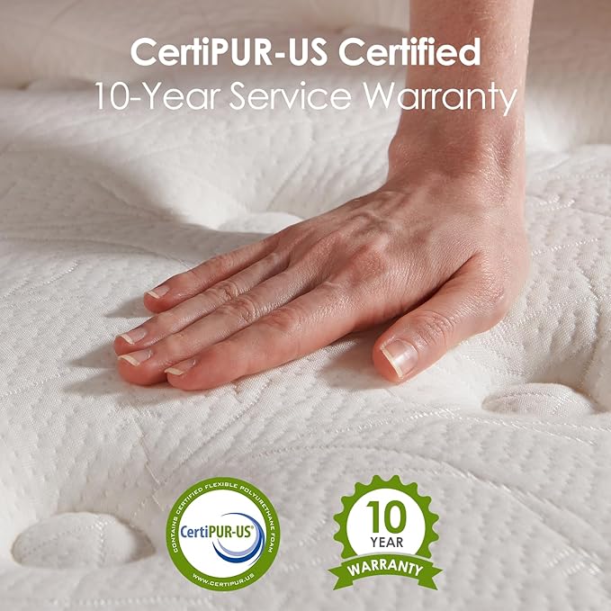 12 Inch Queen Mattress in a Box- Medium Firm Hybrid Memory Foam Mattress with Individual Pocket Springs for Pressure Relief & Motion Isolation, Fiberglass-Free Queen Size Mattresses, 80" x 60"