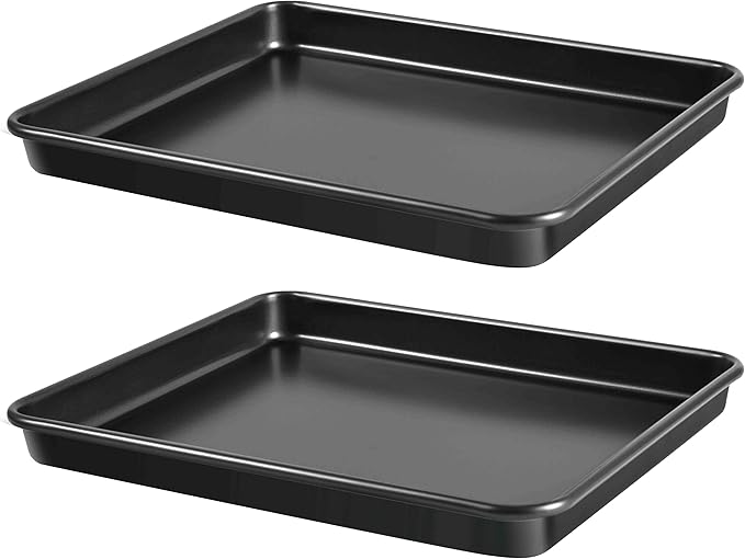 12.7-Inch Nonstick Baking Sheets & Cookie Trays for Oven, 2-Pack PFOA Free Baking Pans Set (Black)