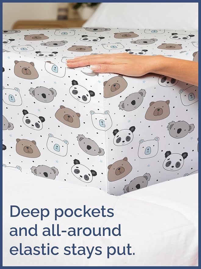 Kids Bears Queen 4 Piece Sheet Set - Boys, Girls, Teens, Toddler - Easy Fit Deep Pockets - Breathable, Hotel Quality Bedding Sheets - Machine Washable - Wrinkle Free - Cute, Cozy, Soft - CGK Linens
