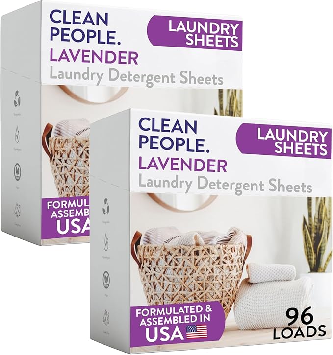 The Clean People Laundry Detergent Sheets - Laundry Soap - Ultra Concentrated, Recyclable Packaging, Stain Fighting - Lavender, 192 Pack