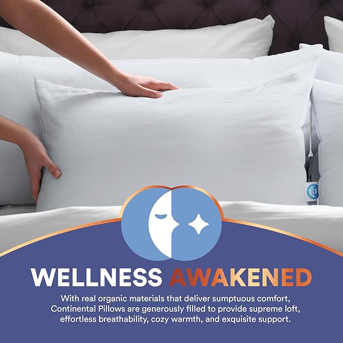 Continental Bedding 100% Siberian Goose Down Pillow 800 Fill Power, Medium, Queen, White