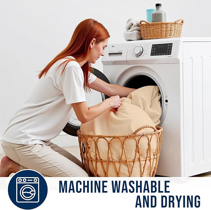 OLANLY Queen Quilted Fitted Mattress Pad, Elastic Fitted Mattress Topper, Cooling Soft Mattress Cover Stretches up to 21 Inches Deep, Machine Washable Mattress Protector (60x80 inch, Beige)