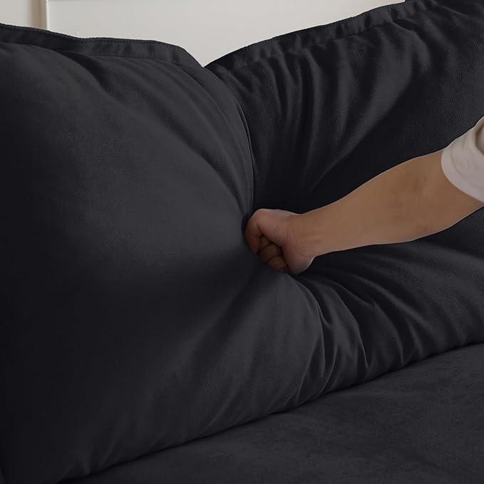 JACH 122.82" Cloud Modular Sectional Sofa 3 Seats for Living Room, Comfy Convertible Sectional Sofas Couches, Cushion Covers Removable, Two Corners and One Middle Sofa for Living Room (Black)