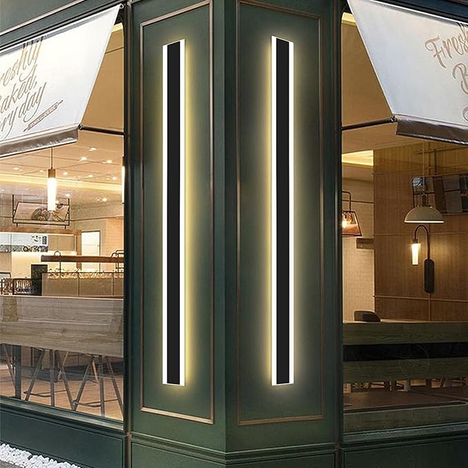 Modern 70.8inch Long LED Wall Light, 3000K Black Acrylic Exterior Lighting Fixtures Wall Mount, Ip65 Waterproof Modern Porch Lights Outdoor Wall Sconce, Led Long Outdoor Lights for House Hard-Wired