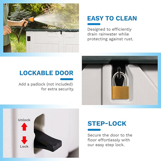 47 Cu ft Outdoor Storage Shed, Large Resin Outdoor Storage Box for Patio Garden Yard Outdoor Storage Cabinet for Tools Pool Supplies - Lockable Deck Boxes Outdoor Waterproof