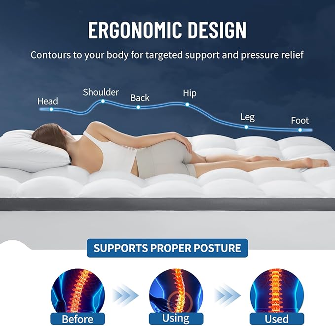 California King Mattress Topper - Relieve Back Pain with 1700GSM Gel-Infused Cooling, Breathable Sides & 6"-18" Deep Pocket(72"x84")