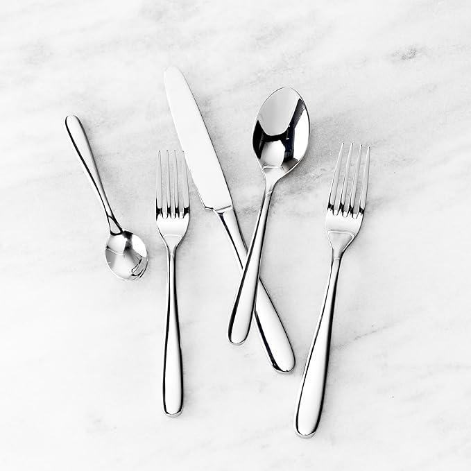 Fortessa Grand City Flatware 20 Piece Set, 10", Silver,