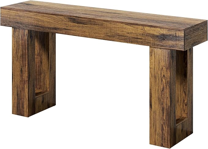 LITTLE TREE 63-Inch Long Console Tables for Entryway, Large Sofa Table Behind Couch, Wooden Entry Foyer Hallway Table, Industrial Console Sofa Tables for Living Room, Rustic Brown
