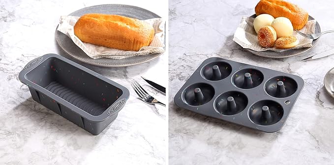 51PCS Silicone Bakeware Set - Silicone Cake & Baking Pans Set, Including Pan, Mold, Toast, Muffin, Donut & Cupcake Molds, Baking Cups Set