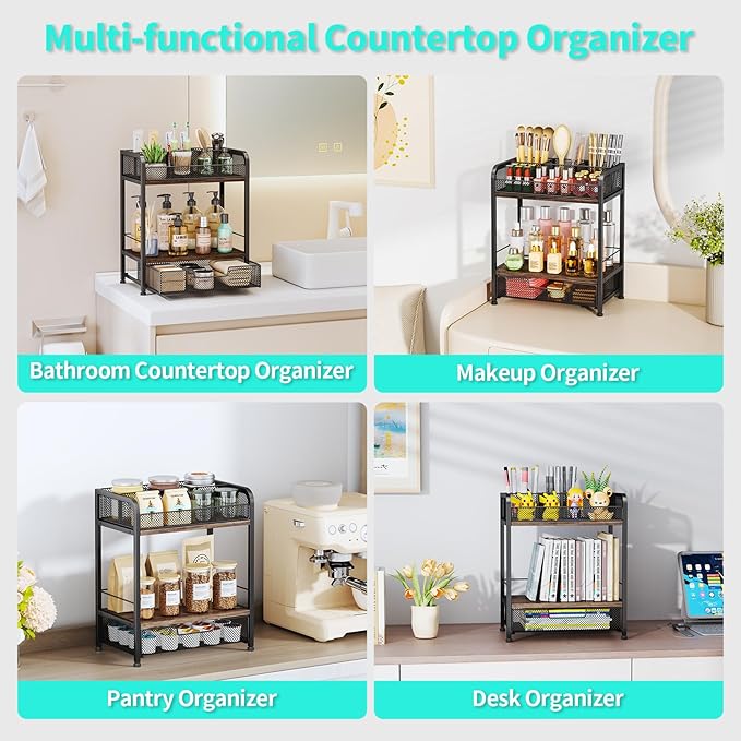 HapiRm Floor Makeup Organizer Storage - Vanity Skincare Make Up Organizers and Storage with Drawers, Cosmetics Display Cases Holder for Skin Care Nail Polish Perfume Makeup Brush