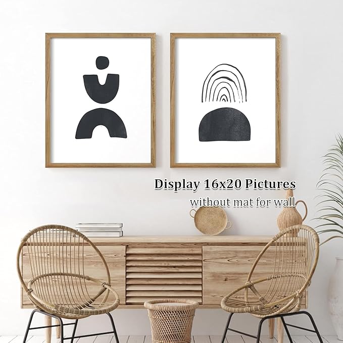 Egofine 16x20 Picture Frame, Made of Solid Wood Covered by Plexiglass 11x14/12x16 with Mat 16x20 without Mat, Poster Frame for Wall Mounting Photo Vertically or Horizontally, Carbonized Brown