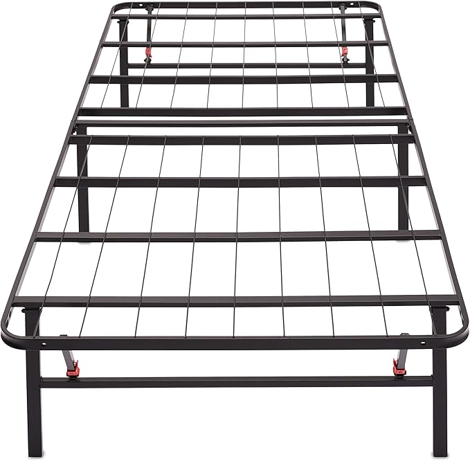 Amazon Basics Foldable Metal Platform Bed Frame with Tool Free Setup, 14 Inches High, Sturdy Steel Frame, No Box Spring Needed, Twin XL, Black